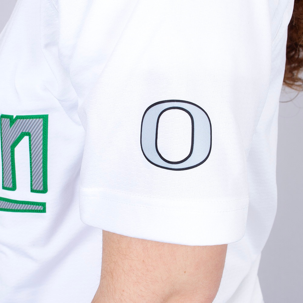 Classic Oregon O, Nike, White, Jerseys, Polyester, Women, Unisex, Softball, Replica, Two Button Front, 875557